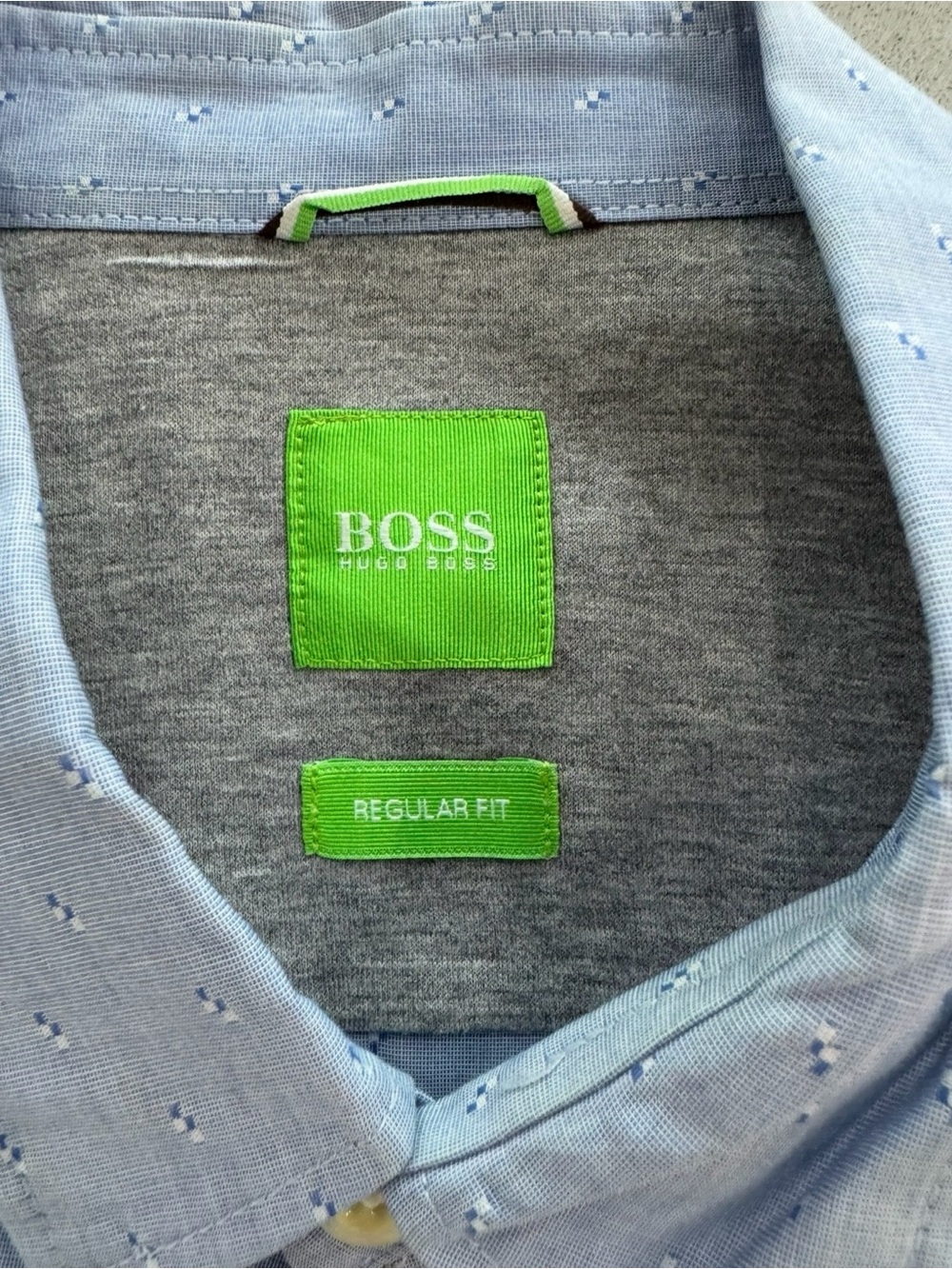 BOSS Short-Sleeve Light Blue Micro-Pattern Shirt - Picture 2 of 4